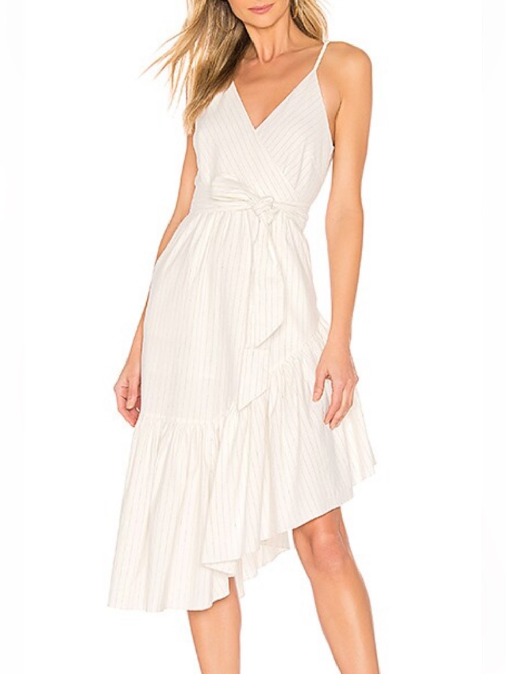 Marissa Webb Ivory Asymmetrical Wrap Midi Dress